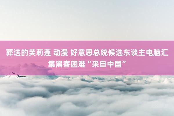 葬送的芙莉莲 动漫 好意思总统候选东谈主电脑汇集黑客困难“来自中国”