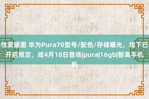 性爱画面 华为Pura70型号/配色/存储曝光，线下已开启预定，或4月18日登场|pura|16gb|智高手机