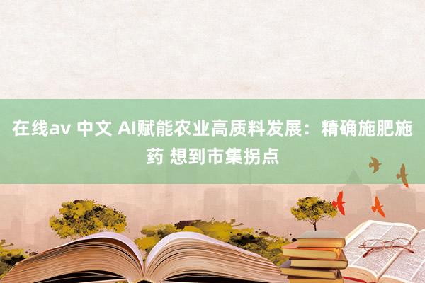 在线av 中文 AI赋能农业高质料发展：精确施肥施药 想到市集拐点