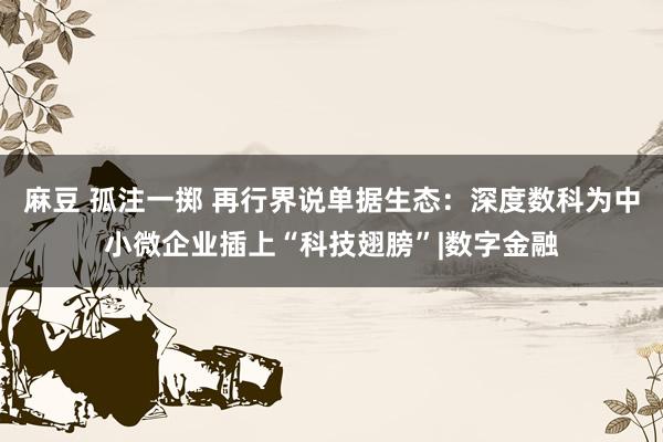 麻豆 孤注一掷 再行界说单据生态：深度数科为中小微企业插上“科技翅膀”|数字金融