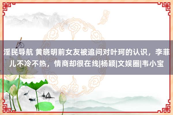 淫民导航 黄晓明前女友被追问对叶珂的认识，李菲儿不冷不热，情商却很在线|杨颖|文娱圈|韦小宝