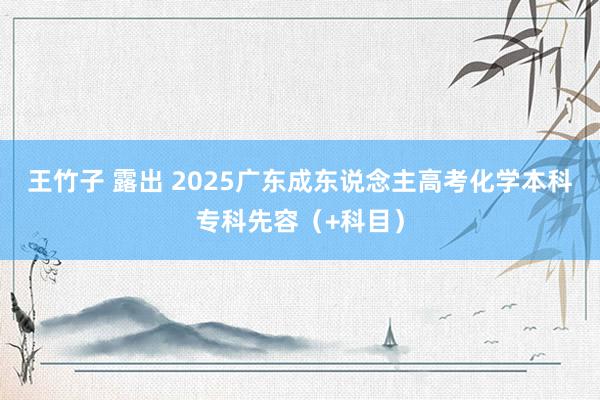 王竹子 露出 2025广东成东说念主高考化学本科专科先容（+科目）