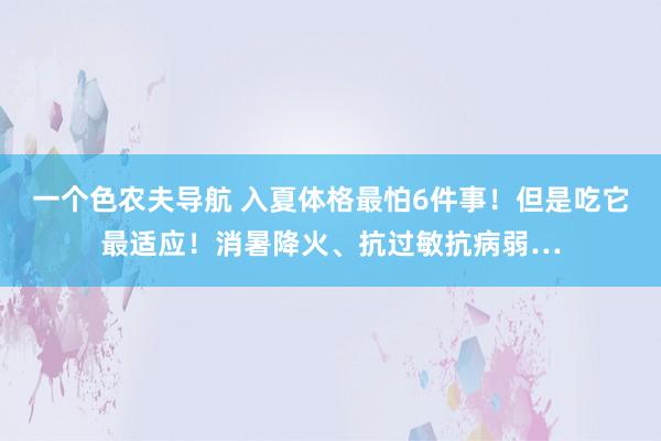 一个色农夫导航 入夏体格最怕6件事！但是吃它最适应！消暑降火、抗过敏抗病弱…