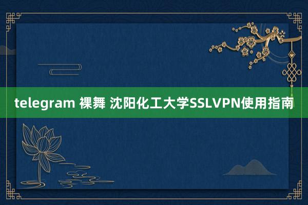 telegram 裸舞 沈阳化工大学SSLVPN使用指南