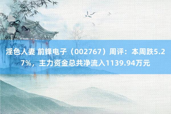 淫色人妻 前锋电子（002767）周评：本周跌5.27%，主力资金总共净流入1139.94万元