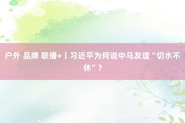 户外 品牌 联播+丨习近平为何说中马友谊“切水不休”？